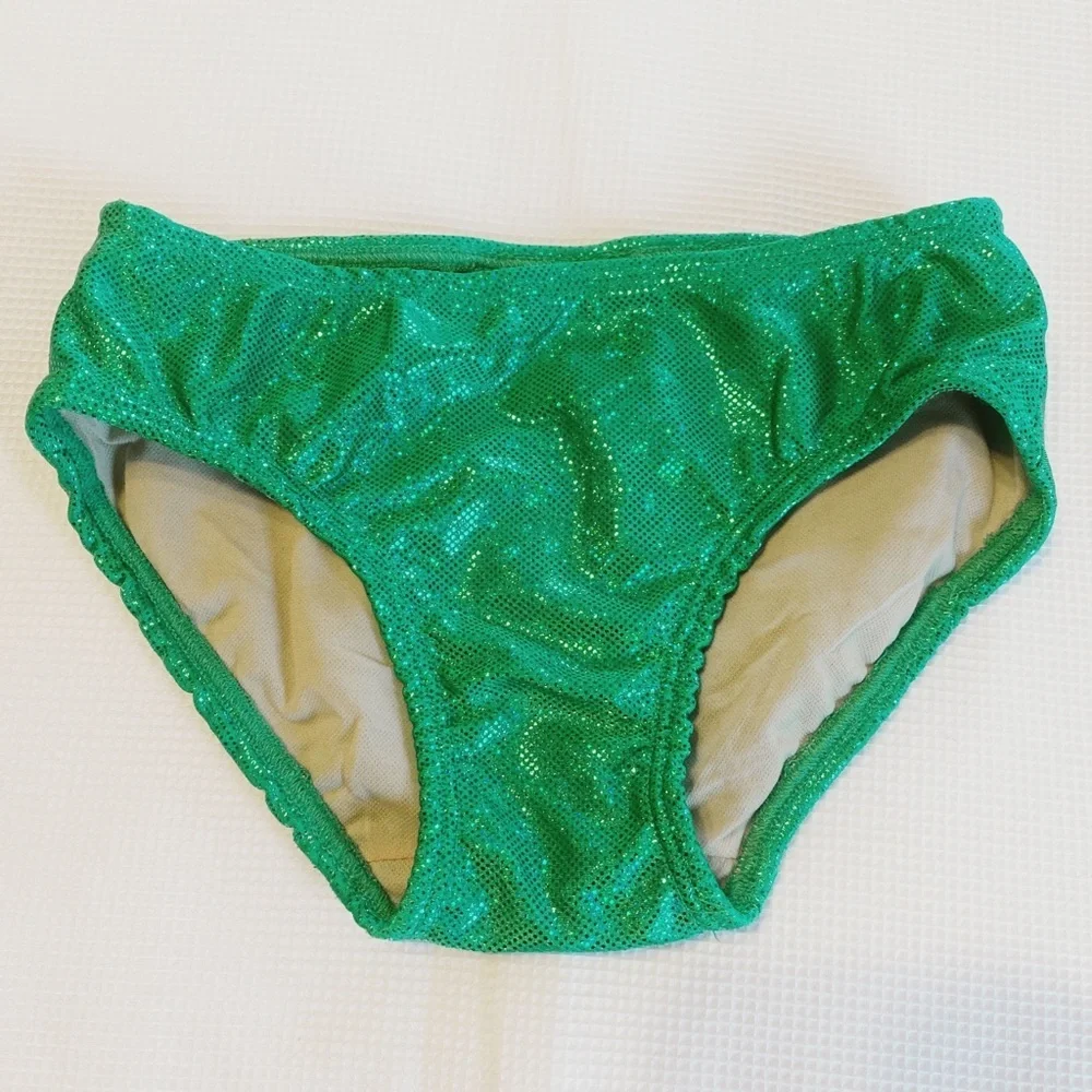 Fin Fun Mermaid Kids Bikini Bottom Holographic Green Size Medium